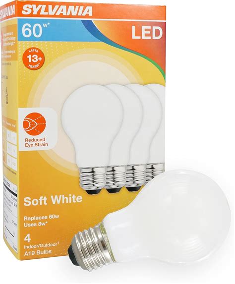 Sylvania Reduced Eye Strain A19 Led Light Bulb 60w 8w 13 Year Dimmable Frosted 2700k