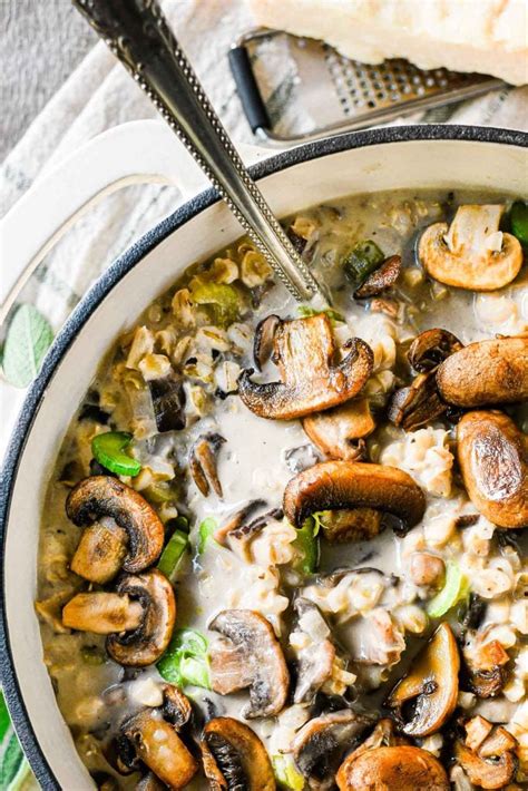 Mushroom Barley Soup • Jewish deli style!
