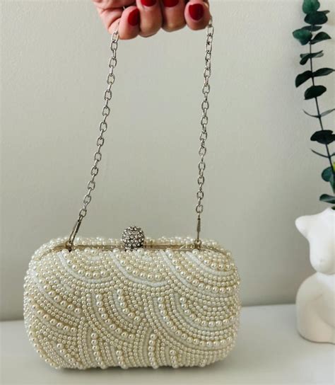 Pearl Bag, Pearl Purse, White Bag, White Purse Clutch, Evening Purse ...