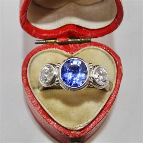 Sapphire Platinum Vintage Diamond Ring – Vintage by Misty