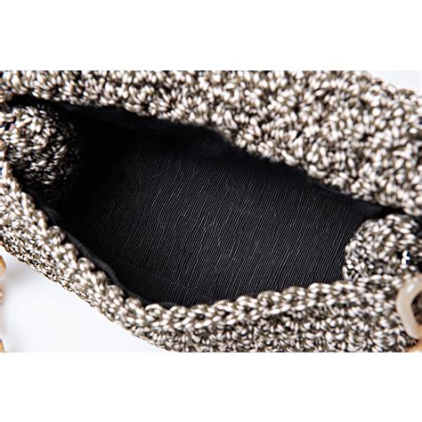 Black And Nude Knitted Bag In Bubbles Style