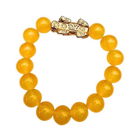 Yellow Natural Agate With 24k Golden Pixiu Bracelet Gelang Pixiu