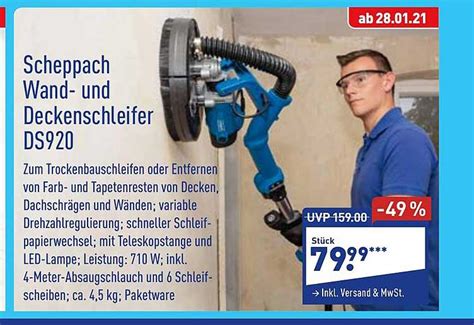 Scheppach Wand Und Deckenschleifer Ds920 Angebot Bei ALDI Nord