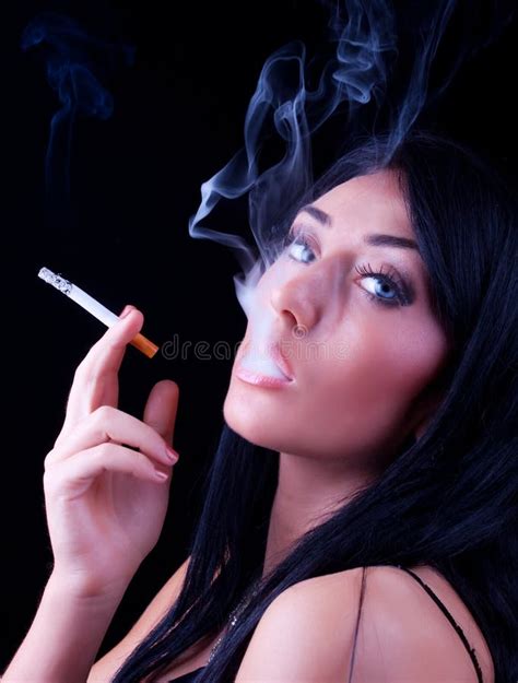 Portrait Of Elegant Smoking Brunette Stock Images Image