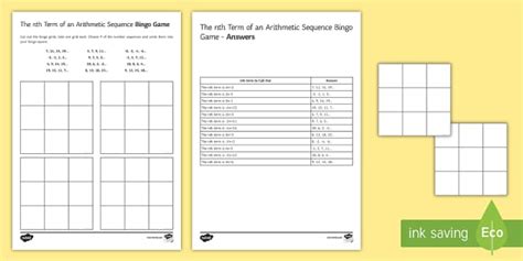 The Nth Term Of Arithmetic Sequences Bingo Teacher Made