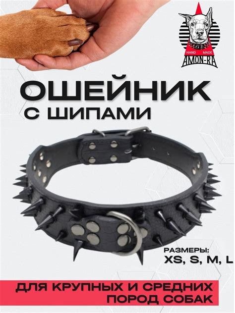 Широкий ошейник с шипами для собак черный M - купить с доставкой по ...