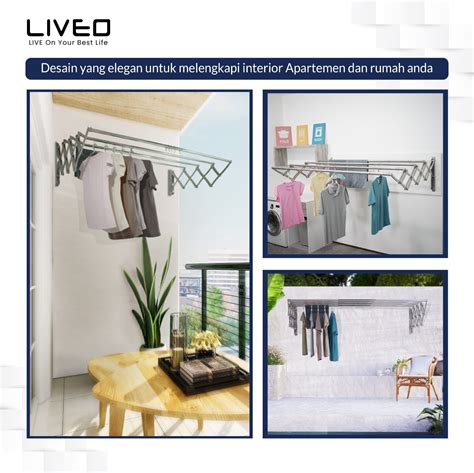 Jemuran Dinding Baju Stainless Steel Liveo LV 399 Jemuran Lipat