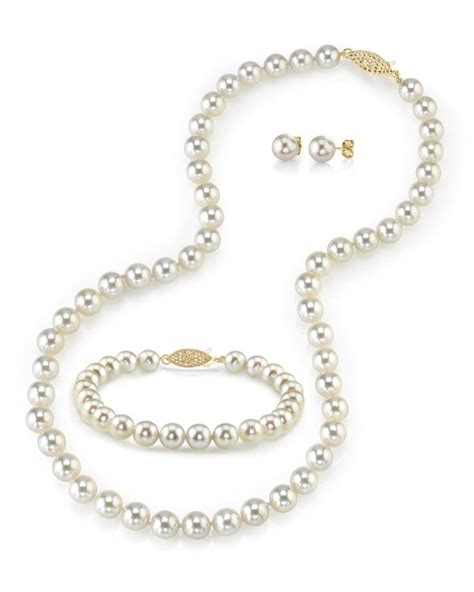 Mm Japanese Akoya White Pearl Set