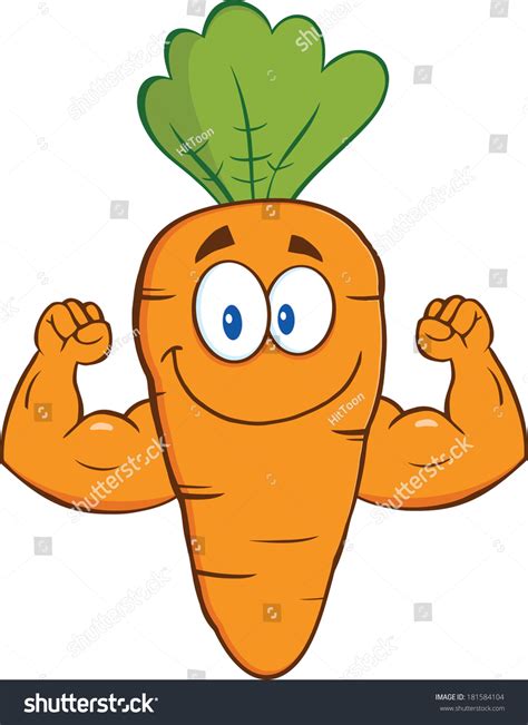 Cute Carrot Cartoon Character Showing Muscle Stock Vector 181584104 Shutterstock