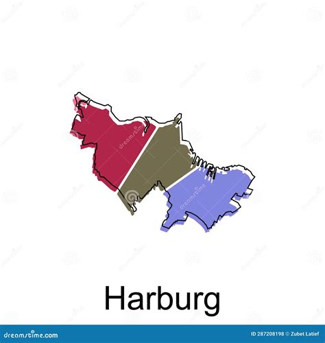 Harburg City Map Illustration. Simplified Map Of Germany Country Vector