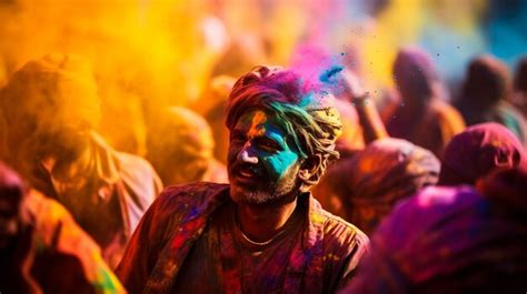 premium photo holi color festival celebrating dances throwing colored