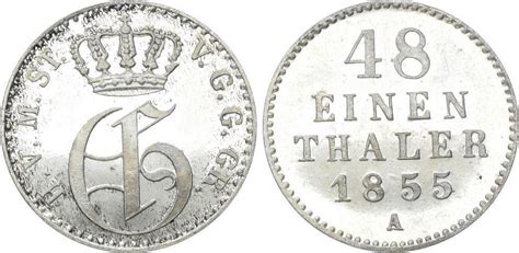 Mecklenburg Strelitz 1 48 Taler 1855 A Georg 1816 1860 Prachtexemplar