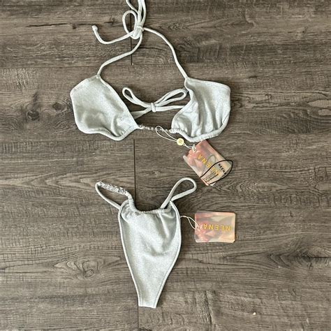 Brand New Oh Polly Silver Bikini Set Size XS Never Depop