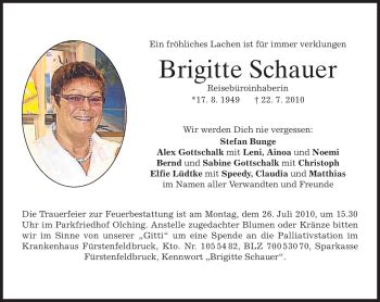 Traueranzeigen Von Brigitte Schauer Trauer Merkur De