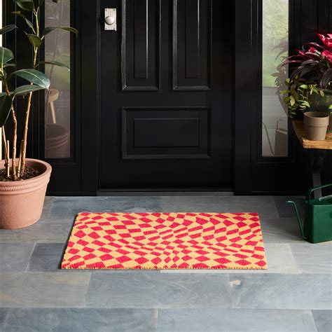 Town Country Terra Emmett Groovy Checkerboard Outdoor Door Mat