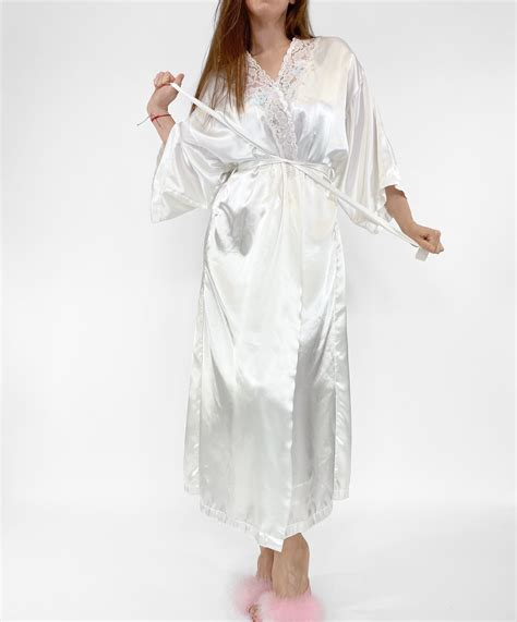 1980s Lingerie Set Vintage 80s Robe Matching Nightgown Etsy