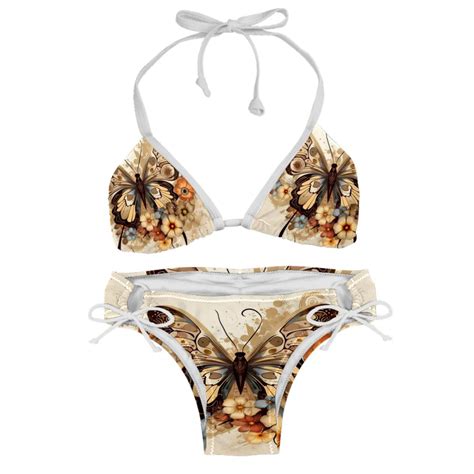Butterfly Fission Diagram Detachable Sponge Adjustable Strap Bikini Set Two Pack Great For All