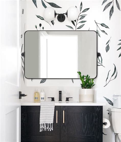 Open Box Like New Modern Tilting Pivot Bathroom Mirror Rounded Rectangle Vanity Mirror Matte