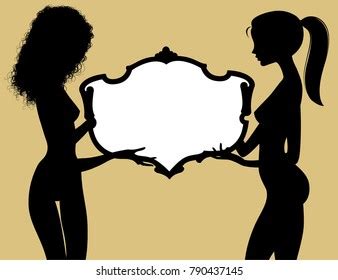 Black Silhouette Two Fine Naked Girls Stock Vector Royalty Free Shutterstock