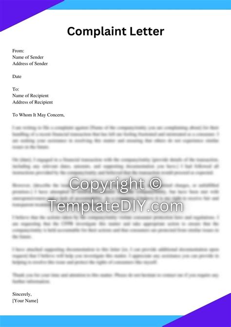 CFPB Complaint Letter Sample with Examples [Word Editable ...