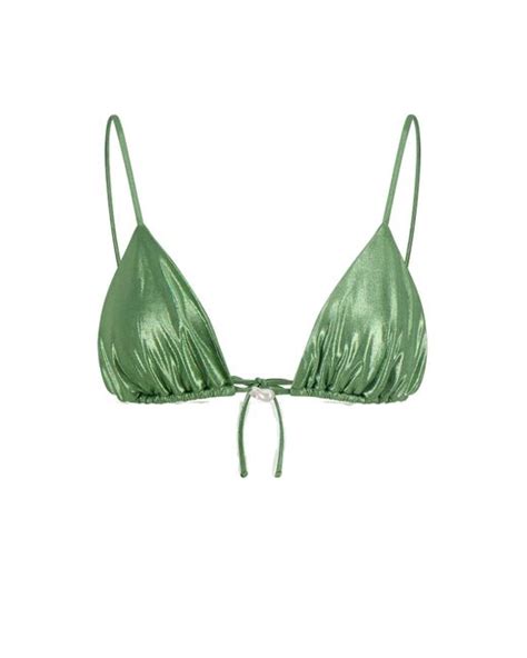 SARA CRISTINA Triangle Bikini With Pearl In Green Lyst