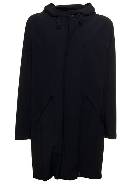 Aspesi Mick Blue Parka Nylon Jacket In Black Modesens