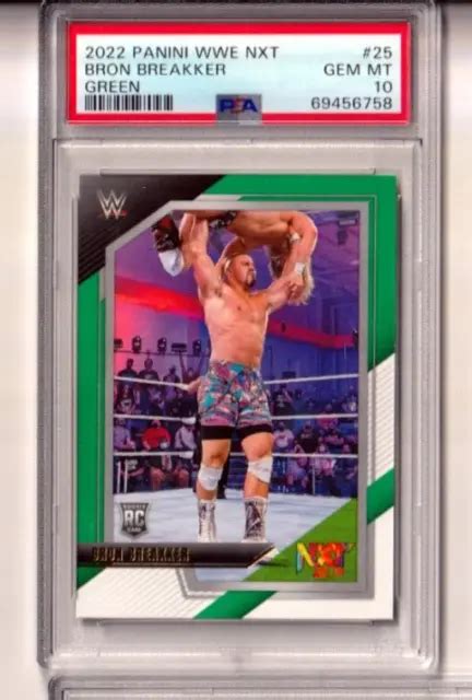 RARE CARTE RECRUE 2022 Panini WWE NXT Bron Breakker RC Vert 25 PSA 10