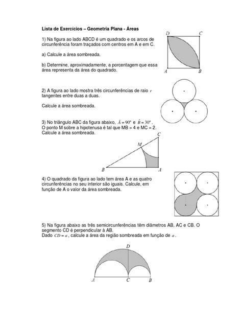 Lista De Exercicios Geometria Plana - Lista de Exercícios__Áreas_geometria plana