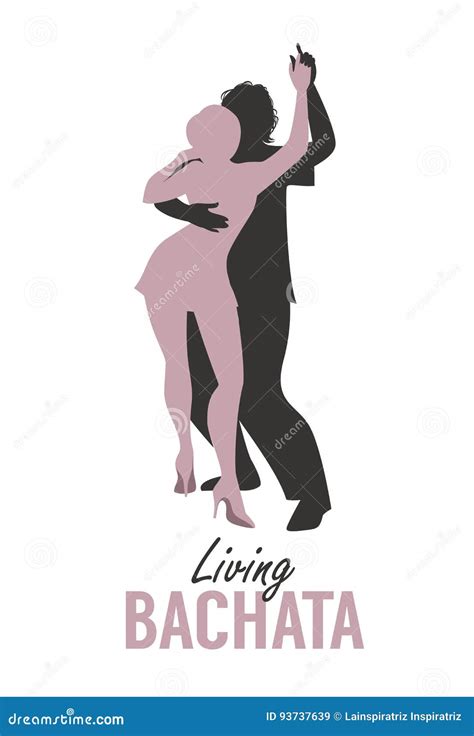 El Par Joven Siluetea Bachata Del Baile La Salsa O La Música Latina Stock de ilustración