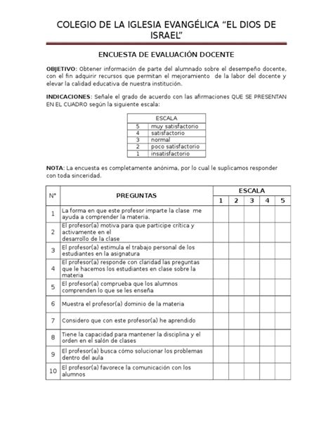 Pdf Encuesta De Evaluaci N Docente Dokumen Tips