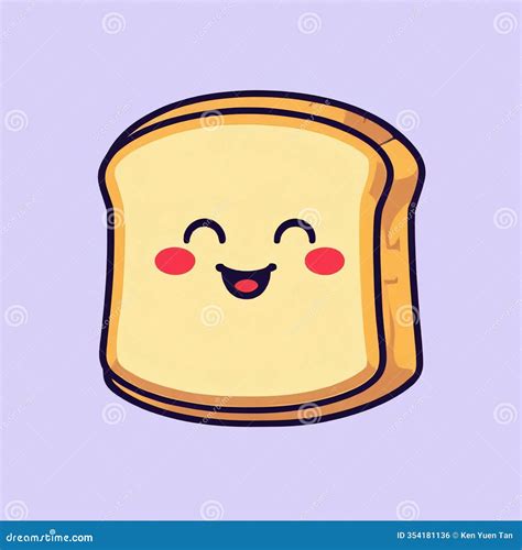 Simple Minimalist Toast With Cute Cartoon Face Vector Illustration