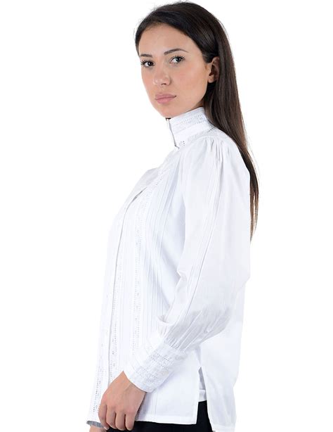 White Victorian Classic Blouse Long Sleeve Cotton Lane London