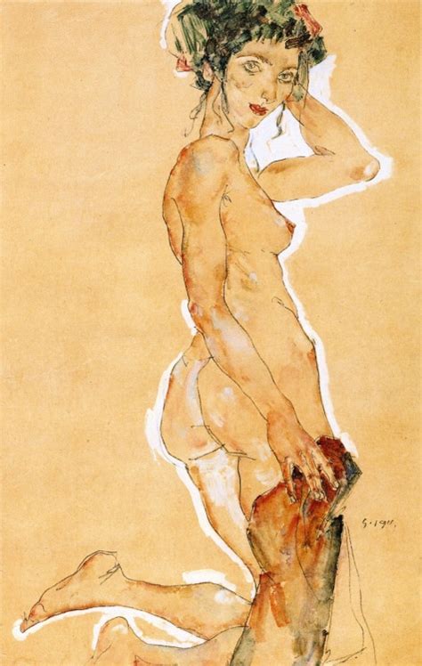 Egon Schiele Kneeling Nude Tumbex