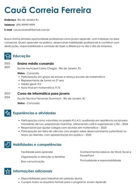 Como Fazer Currículo Menor Aprendiz - Topo 89 Foto Modelo De Curriculo Para Menor Aprendiz Vrogueco