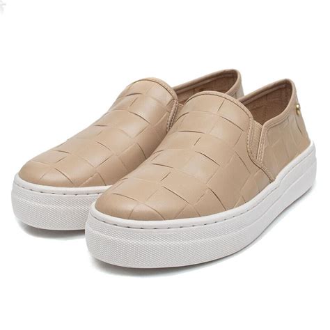 Slip On Giulia Domna Em Couro Detalhado Nude Bege