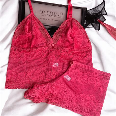 Conjunto Renda Espera Marido Feminino Sensual Forro Sem Bojo Lingerie Baby Doll Sexy Shein