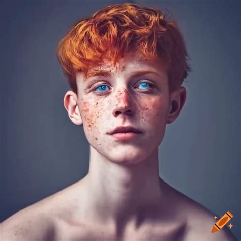 Confident Young Man With Red Hair And Blue Eyes