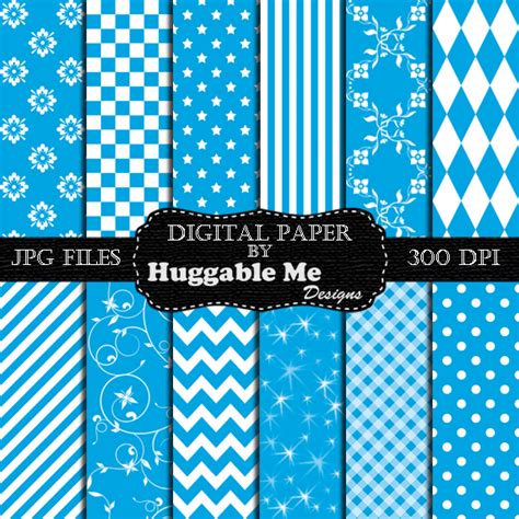 Blue Scrapbook Paper - Instant Download Blue Pattern Paper For Wedding ...