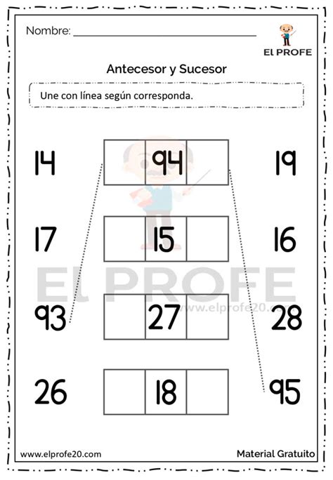 Escribe El Antecesor Y Sucesor De Los Siguientes Numeros Antecesor