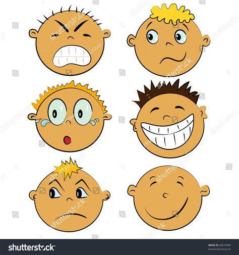 Emotion Faces Set Cartoon Children Emotions Stock Vector 99613988 - Shutterstock