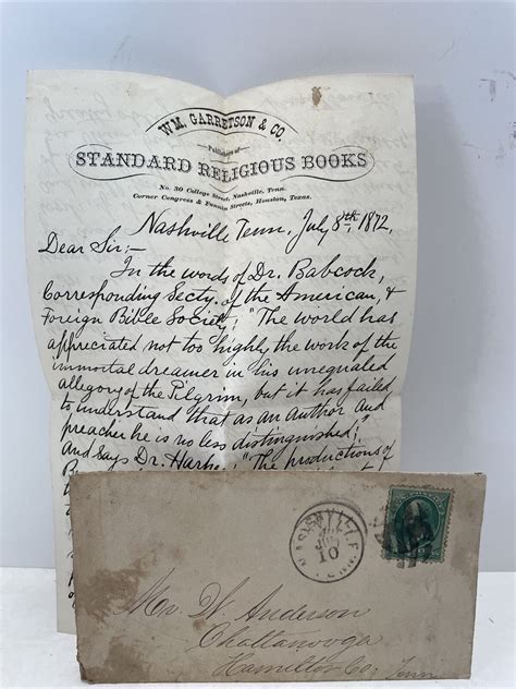 antique Civil War era letter Chattanooga Tennessee Nashville religious