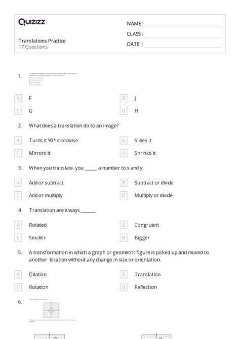 50 Translations Worksheets For 7th Grade On Quizizz Free And Printable