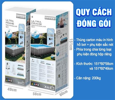 Bể bơi khung kim loại siêu cao cấp DELUXE 7m32 máy lọc điện phân INTEX ...