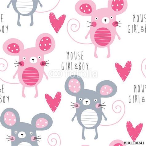 Seamless Mouse Love Pattern Vector Illustration Stockfotos Und