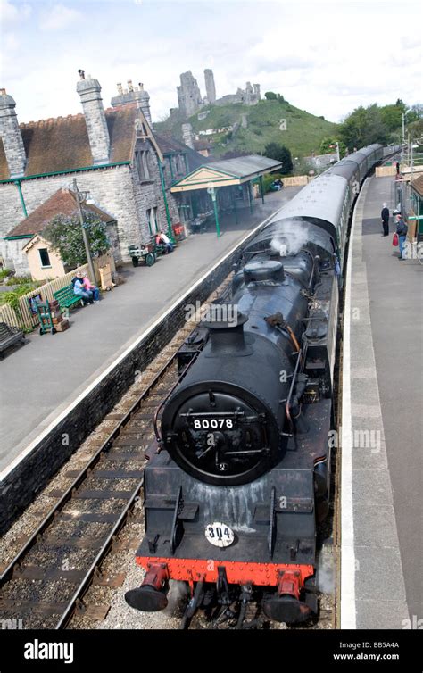 Swanage Steam Railway Corfe Castle Dorset England Stock Photo Alamy