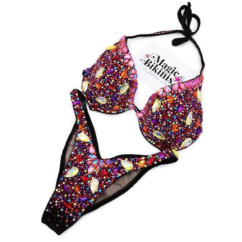Competition Bikini No Black Velvet With Mixed Crystals Magic Bikinis Custom Competition