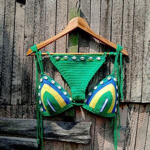 Crochet Bikini Set Brazil Flag Bikini Brazilian Flag Etsy
