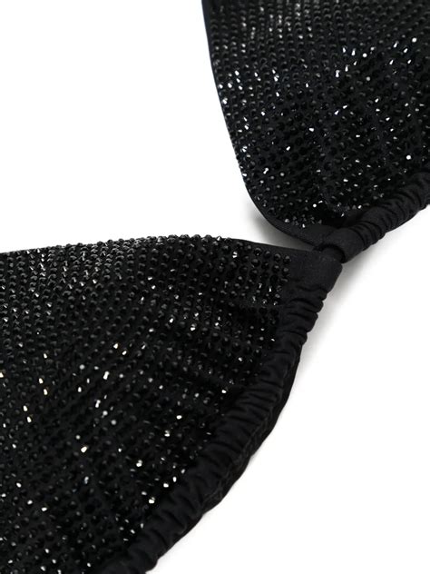 MC Saint Barth Rhinestone Embellished Triangle Bikini Top Black FARFETCH UK