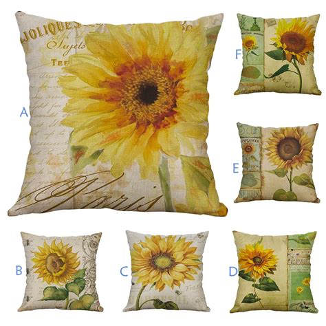 Sunflower Pillow Case Home Car Bed Sofa Printed Pillow Case Cushion