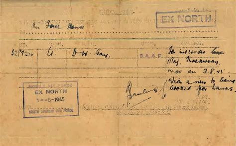 Lt D W Gay S War Effort Paperwork